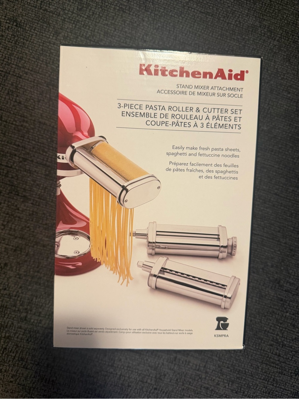 KitchenAid Red & Silver 3-Piece Pasta Roller and Cutter Attachments